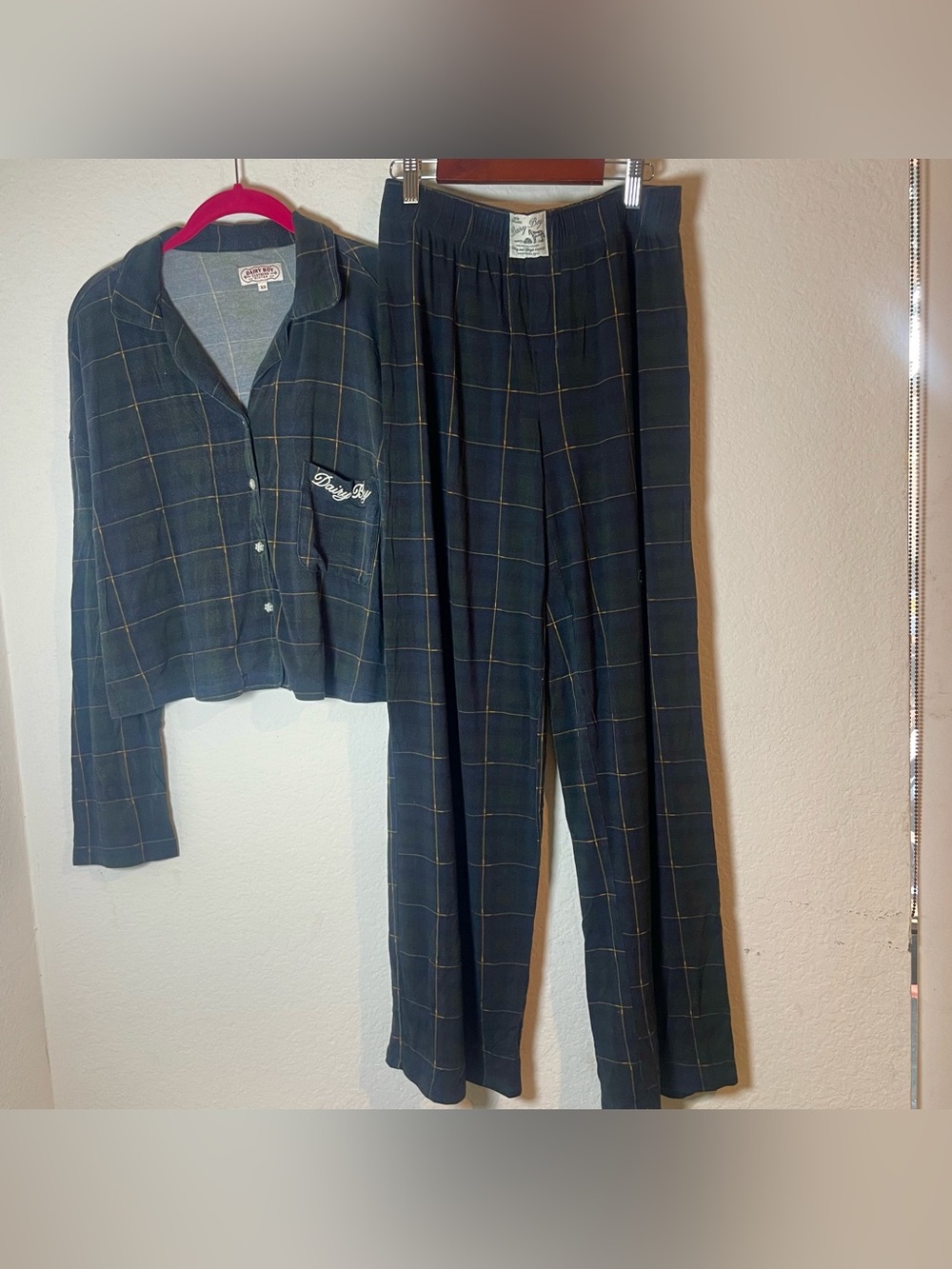 Dairy Boy plaid butter sleep pajama set XS